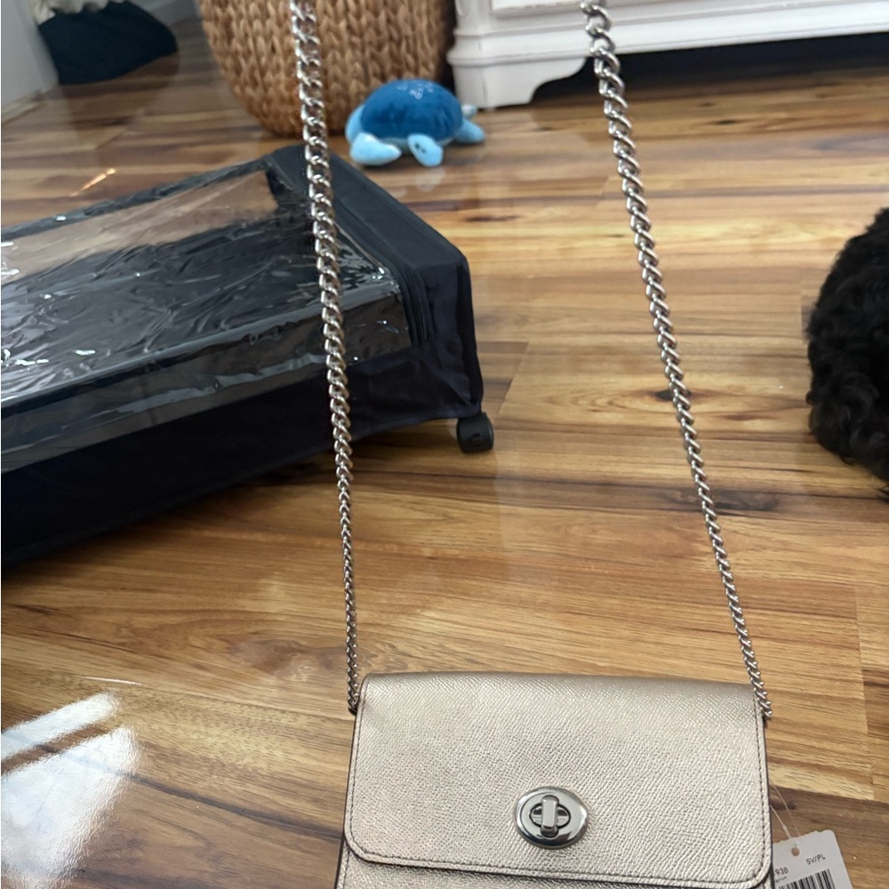 Coach Silver Quilted Shoulder Bag with Chain Strap